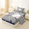 thumbnail image 2 of Erosebridal Boy Baseball Game Twin Sheet Sets, Cartoon Sport Bedding, Grey Navy, 3 Pieces, 2 of 5