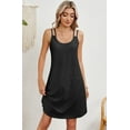 thumbnail image 4 of Womens Summer Casual Tank Dress Sleeveless O Neck T Shirt Sundress Solide Color Mini Beach Vacation Dresses (Black,Medium), 4 of 6