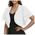 thumbnail image 1 of Kcodviy Cardigan Court Boléro à Manches Courtes Uni pour Femmes, Ouvert à l'Avant, Long Cardigan en Chiffon pour Femmes, 1 of 5