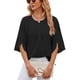 thumbnail image 1 of Blusa de mujer, elegante escote en V, mangas 3/4, blusas casuales, tops tipo túnica, 1 of 8