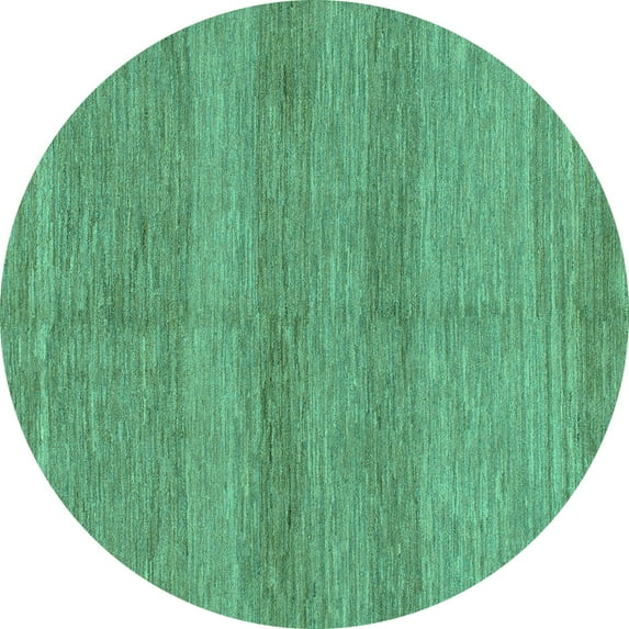 Ahgly Company Machine Washable Indoor Round Abstract Turquoise Blue Modern Area Rugs, 8' Round