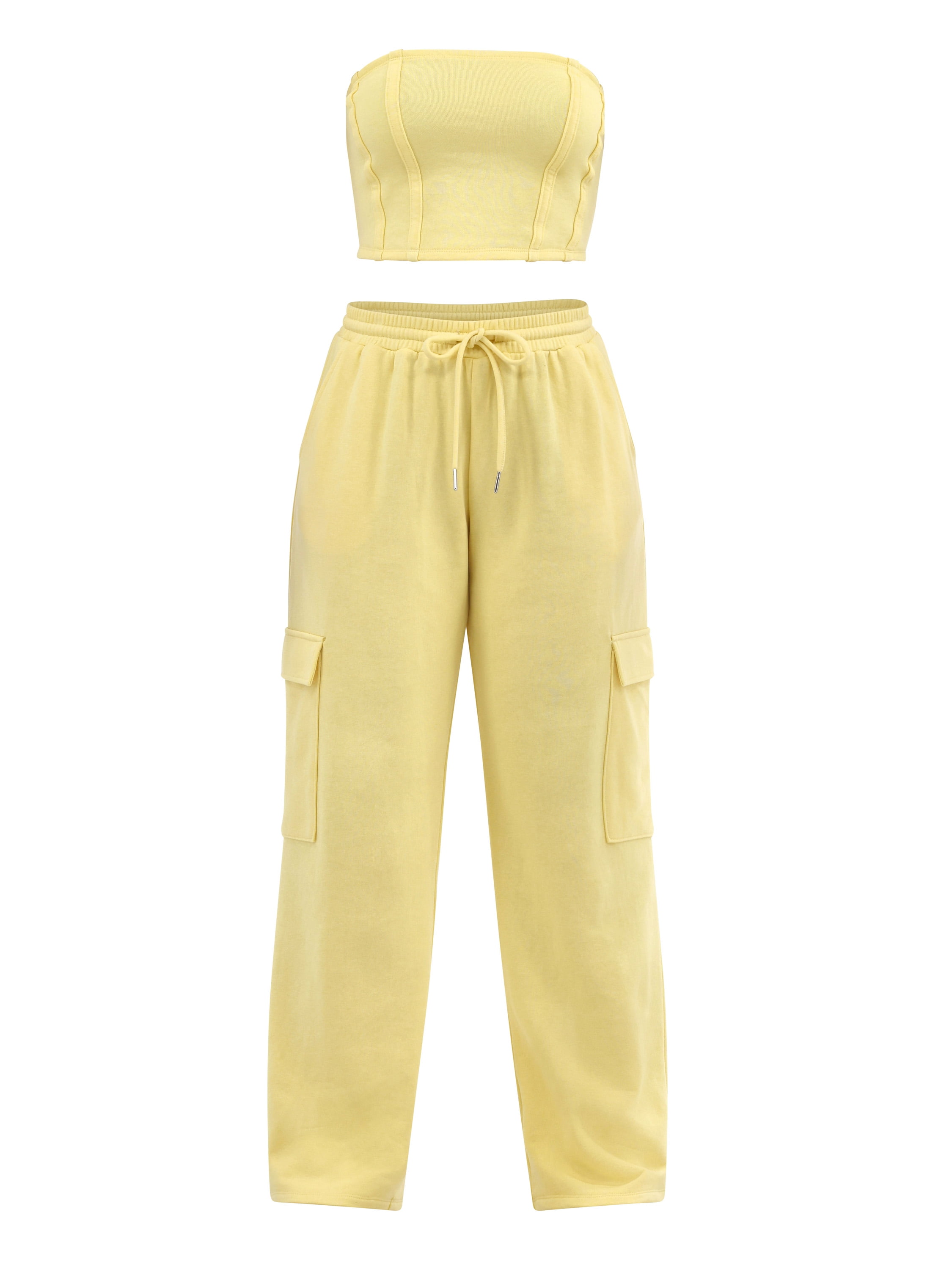 No Boundaries Tube Top and Cargo Pants Set, 2-Piece, Women's