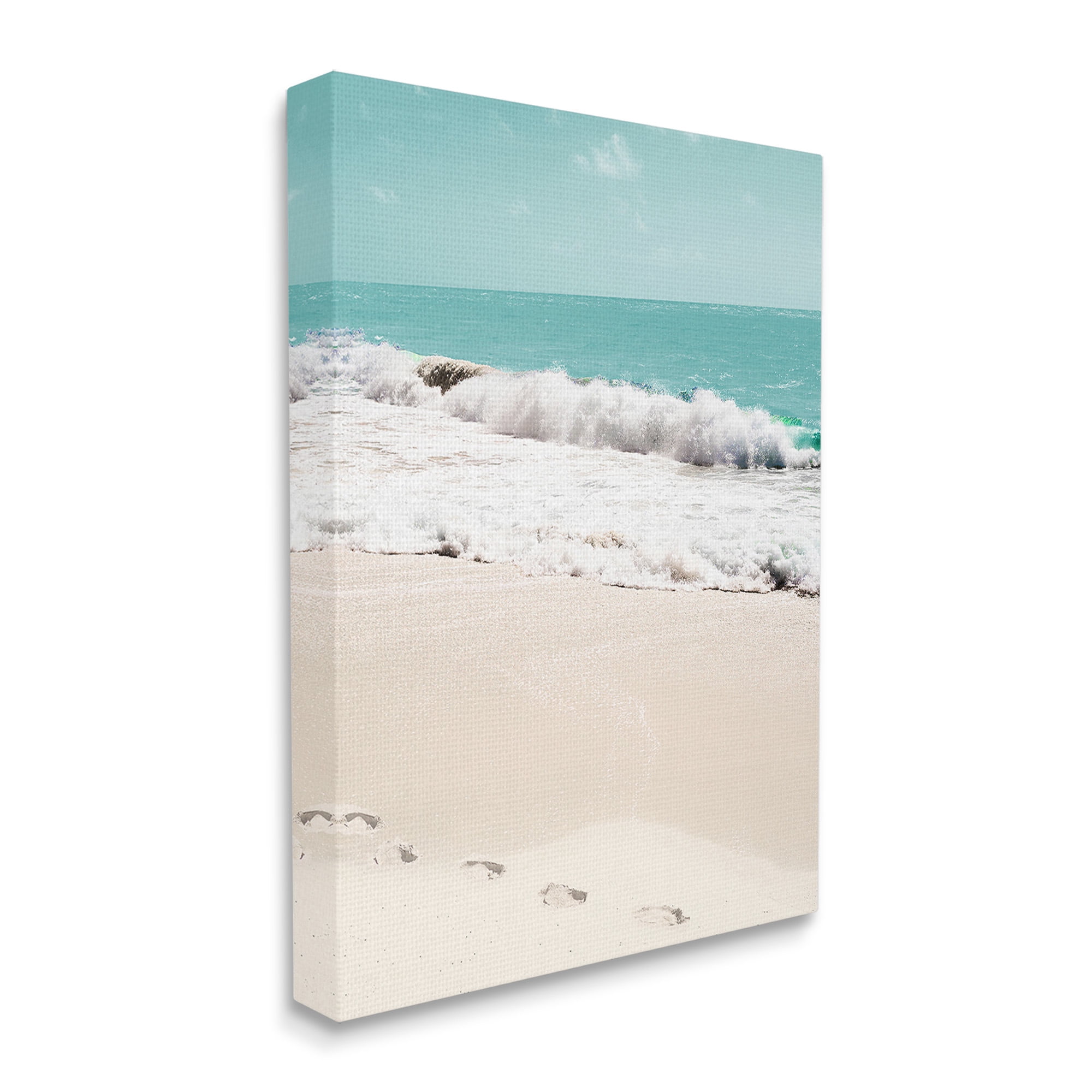 Stupell Industries Footprints on Beach Shore Landscape Photography Gallery Wrapped Canvas Art Print Wall Art, 16 x 20