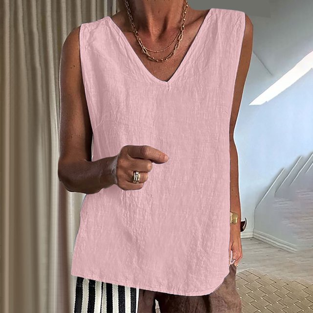 Liquidation d'Économies! BEFOKA Débardeur d'Été pour Femmes, Débardeur Décontracté en Liquidation pour Femmes, T-Shirt Sans Manches à Col Classique Uni pour Femmes, Blouse Débardeur