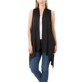 thumbnail image 1 of Women Asymmetrical Draped Open Front Sleeveless Jersey Vest Cardigan, 1 of 4