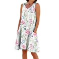 thumbnail image 5 of V Neck Aline Dresses for Women Flowy Floral Sleeveless Dress Summer Casual Wedding Guest Sundress with Pockets, 5 of 5
