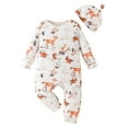 thumbnail image 1 of Baby Holiday Photo Outfit Long Sleeve Romper Jumpsuit Two Piece Set with Festive Santa Hat for Family, 1 of 8