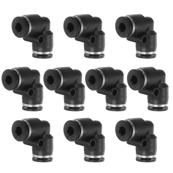 Uxcell 10pcs Push to Connect Fittings G 5/32 Tube OD 90 Elbow Pneumatic Adapter Quick Connector Air Line Fitting for Water Air Oil Pipe, Black