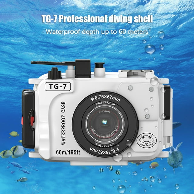 Boîtier Étanche pour Caméra TG7 pour Action Camera sous-Marine 60m/195 Pieds Étui de Protection de Plongée avec Interface Filetée 52mm & Adaptateur d'Objectif 67mm Compatible avec TG-7