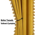 thumbnail image 3 of Haperlare Extra Long 108" Velvet Curtains for Living Room Boho Tassels Soft Luxury Home Decor Room Darkening Curtain Panels for Bedroom, Yellow, 2 Panels, 3 of 10