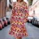 thumbnail image 1 of ICHUANYI Clearance Womens Fall Winter Vintage Dress Long Sleeve Print Dress(Pink, M) ICHUANYI WER2023081512959, 1 of 7