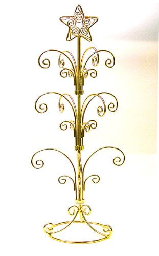 Ornament Display Stand In Bright Gold Holds 12 Christmas or Holiday
