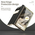 thumbnail image 2 of SaniMore PU Leather Case for Google Pixel Fold 7.6" 2023, Hinge Protection & Tempered Glass Screen Protector Full Body Shockproof Anti-fall Wear-resistant Folding Cover, Black, 2 of 8
