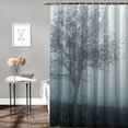 thumbnail image 2 of Chilfamy  Landscape Shower Curtain, Rainy Scenery with Water Drops of Bare Branches in The Idyllic Forest, Cloth Fabric Bathroom Decor Set with Hooks, Dark Slate Blue Grey White, 2 of 7