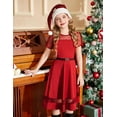 thumbnail image 6 of Oudiya Girls Contrast Mesh Short Sleeve A Line Party Dresses Red Formal Dress with Pockets for Tween 5-12Y, 6 of 7