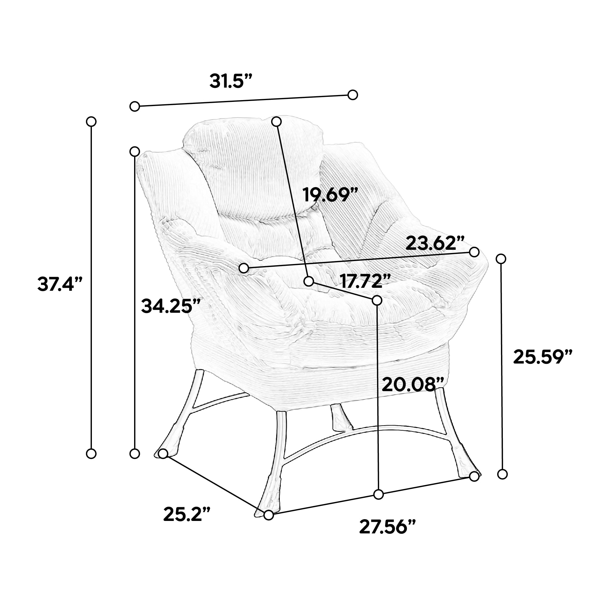Lazy Chair with Ottoman, Modern Lounge Accent Chair with Armrests and a Side Pocket, Leisure Upholstered Sofa Chair Reading Chair with Footrest for Small Space, Corner Chair-Grey