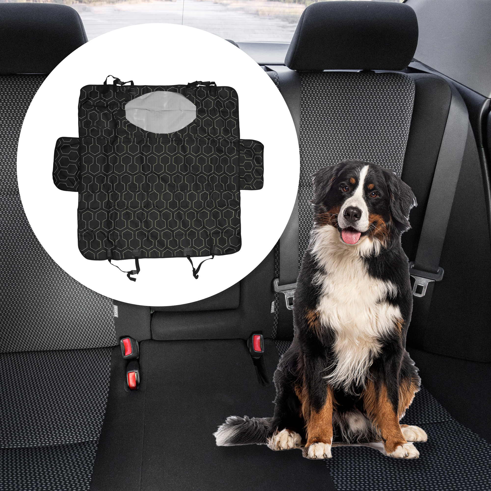 Unique Bargains Durable Waterproof Car Seat Cover for Pet Flower Pattern Black