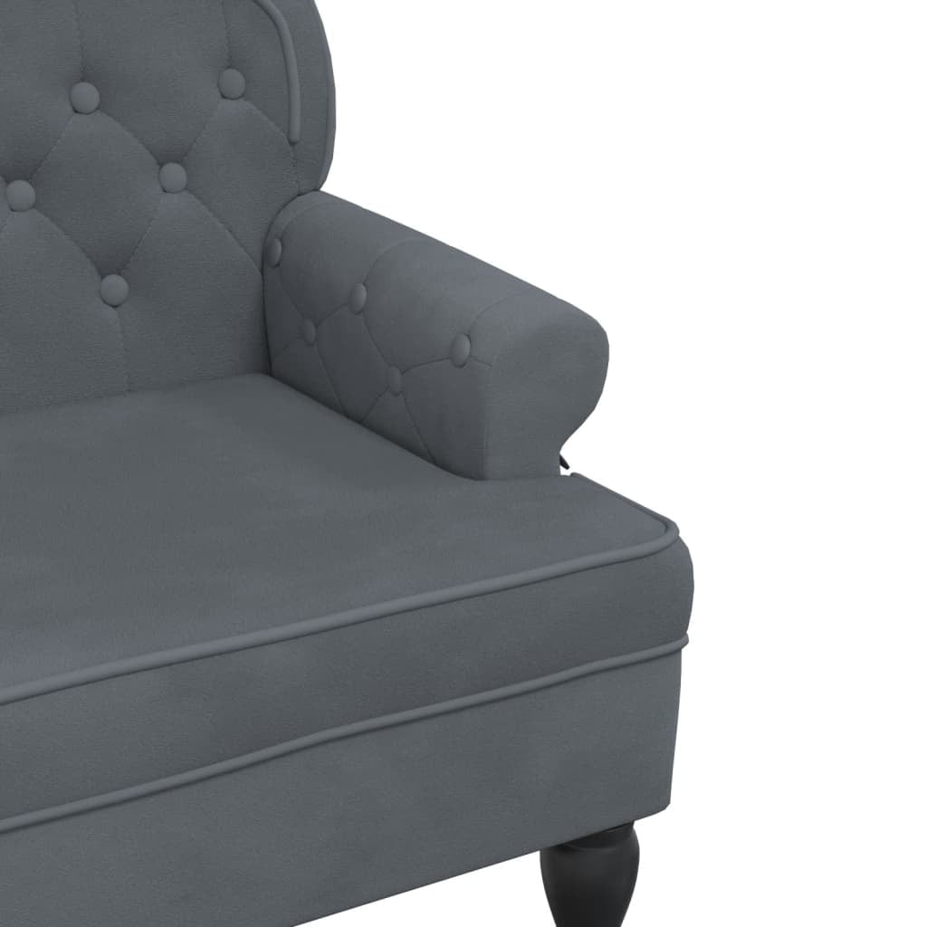 vidaXL 47” W Small Loveseat, Velvet Chesterfield Sofa, 2 Seater Couch for Living Room, Dark Gray
