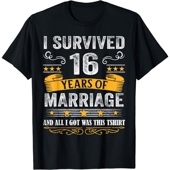 16th Wedding Anniversary shirt Couples Husband Wife 16 Years T-Shirt