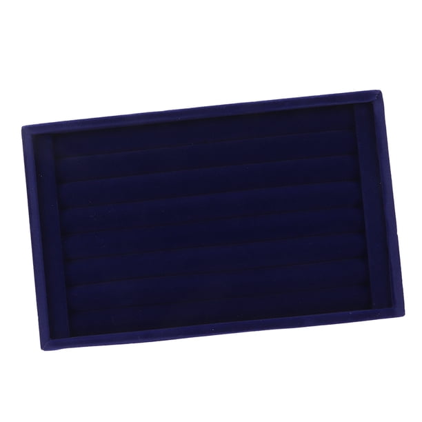 Organizador Para Presentación De Joyas, Versátil Terciopelo Azul Resistente A Los Arañazos, 7 Ranuras, Bandeja Para Anillos De Joyería, Ahorro De Espacio, Conveniente Para