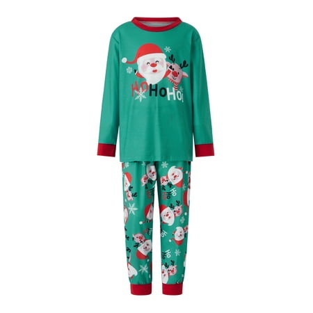

Franhais Family Christmas Pajamas Matching Set Cartoon Santa Print Long-Sleeve Tops with Pants Sleepwear Set for Adult Kid Baby
