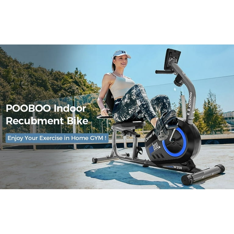 Pooboo Recumbent Exercise Bikes Sit Down Stationary Bicycle