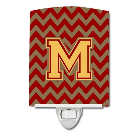 

Letter M Chevron Garnet and Gold Ceramic Night Light