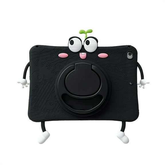 TECH CIRCLE Cartoon Tablet Case for Apple iPad 6th/5th Generation (2018/2017) 9.7", Cute Case for Kids, Built-in Rotating Kickstand & Handle, with Shoulder Strap, Shockproof Portable Case, White Eyes