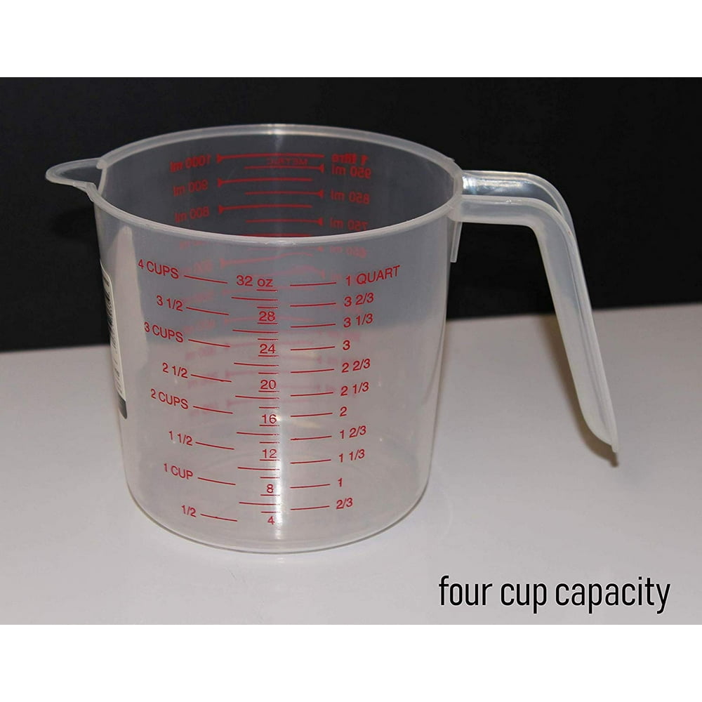 Clear Plastic Measuring Cup 4Cup Capacity for Measuring Cooking and Baking Ingredients