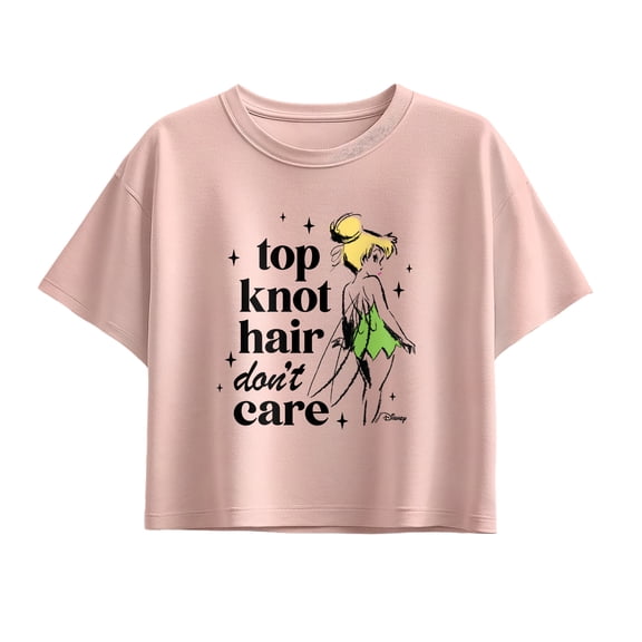 Tinker Bell - Top Knot Hair Don't Care - Youth Girls Boxy T-Shirt