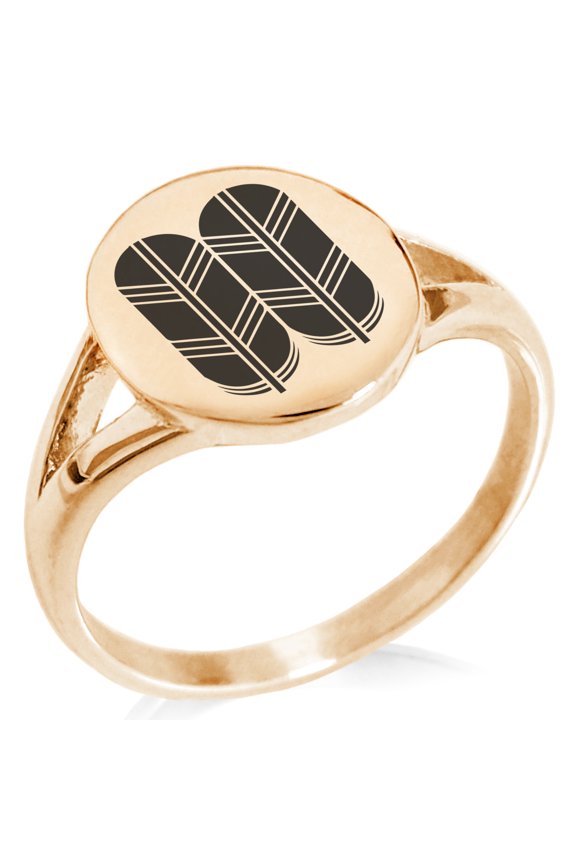 Stainless Steel Kikuchi Samurai Crest Minimalist Oval Top Polished Statement Signet Ring