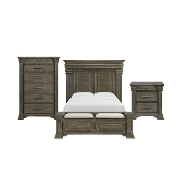 Picket House Furnishings Paterson  Queen Storage 3PC Bedroom Set in Gray