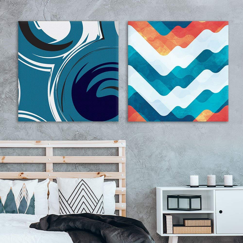 wall26 2 Panel Square Canvas Wall Art Abstract Patterns Patterns