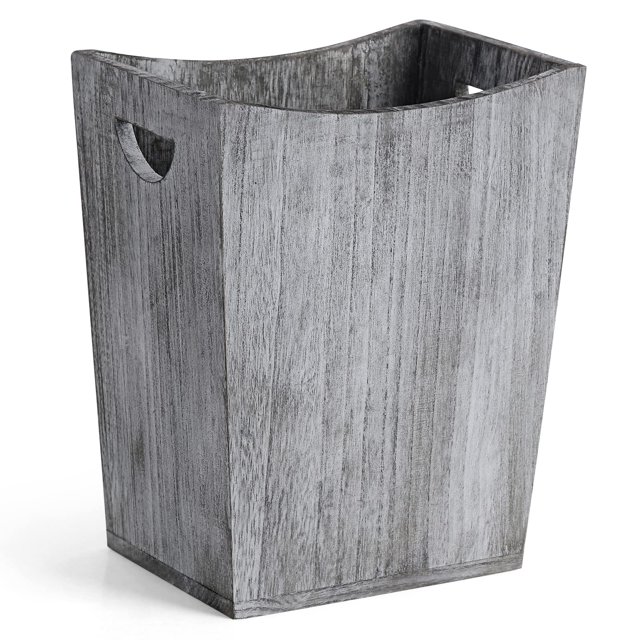 Papelera ETELI de madera rústica con doble asa, 1 kg, gris y verde