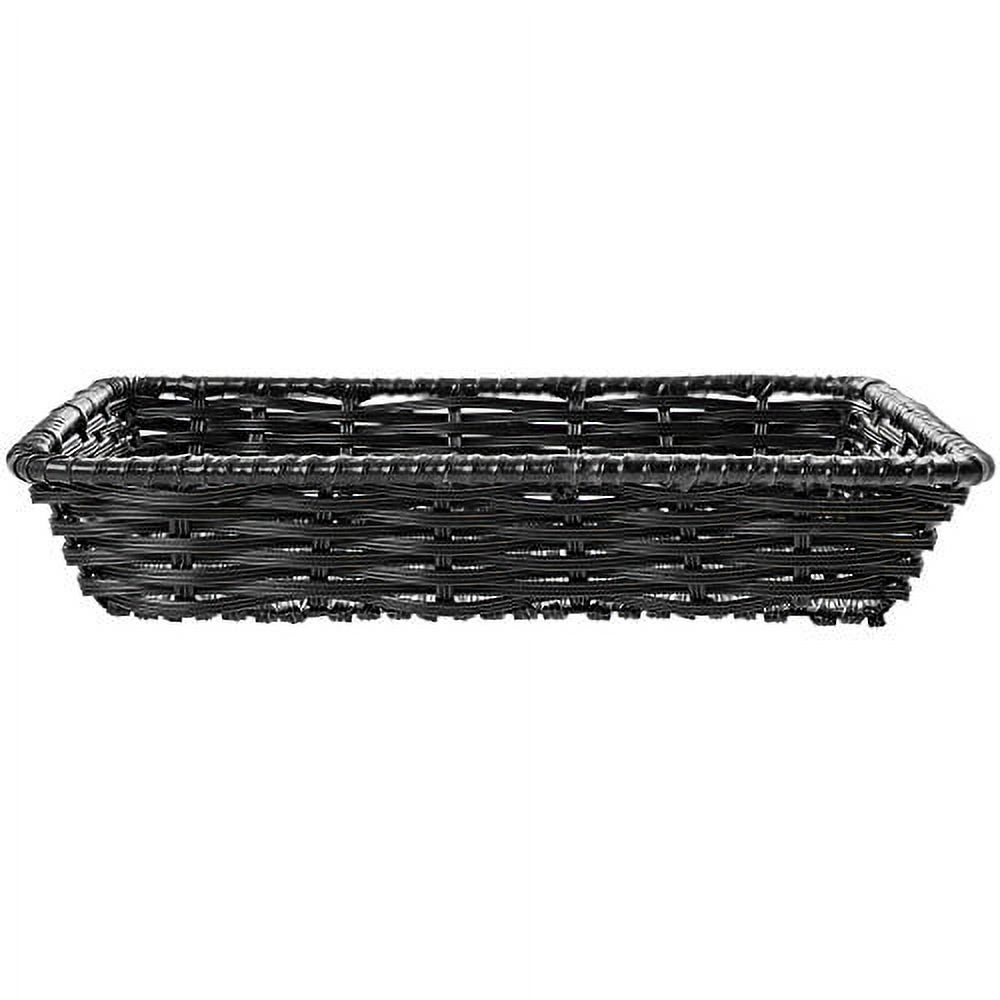 HUBERT® Wicker Storage Basket Black Plastic - 14"L x 12"W x 2 1/2"D