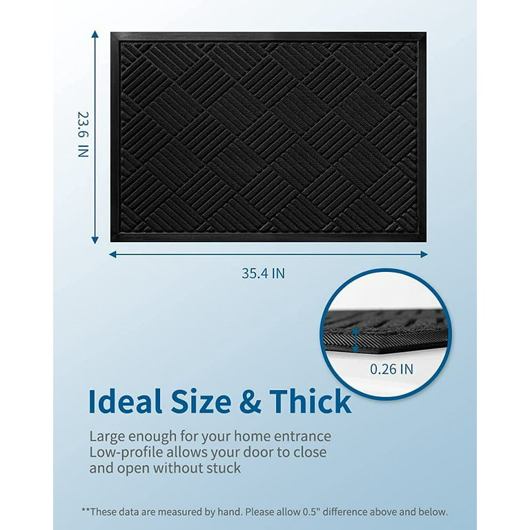 SIXHOME Outdoor Mat Non Slip Doormat 17x30 Front Door Mat Absorbent  Rubber Welcome Mat Low Profile Dirt Trapper Indoor Outdoor Doormat Thick