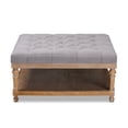 thumbnail image 3 of Baxton Studio Kelly Modern and Rustic Grey Linen Fabric Upholstered and Greywashed Wood Cocktail Ottoman, 3 of 7