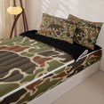thumbnail image 3 of Erosebridal Outdoor Hunting Bear Silhouette Pattern Zipper Twin Comforter Sets with Fitted Sheet and 2 Pillowcases,Duck Camo Print Zipper Bedding Set,Olive Brown Beige,Black Reversible, 3 of 6