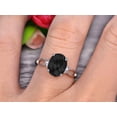 thumbnail image 2 of Oval Shape Gemstone Promise Ring 1.75 Carat Black Diamond Moissanite Engagement Ring Anniversary Gift On 10k White Gold Art Deco, 2 of 5