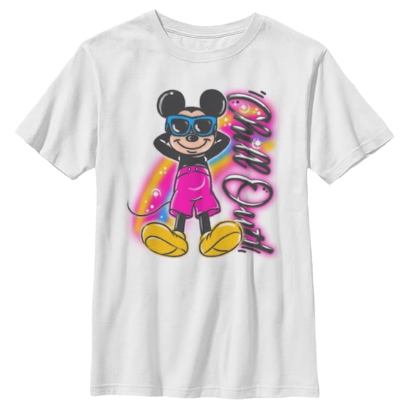 Boy's Mickey & Friends Mickey Mouse Chill Out Airbrushed  Graphic Tee White Medium