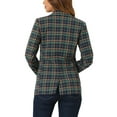 thumbnail image 3 of INSPIRE CHIC Women's Blazers Notched Lapel Long Sleeve One Button Plaid Blazer XS Green Blue, 3 of 6