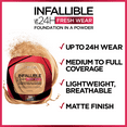 thumbnail image 6 of (2 pack) L'Oreal Paris Infallible Fresh Wear 24 Hr Powder Foundation Makeup, 010 Porcelain, 1 fl oz, 6 of 7