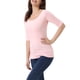 thumbnail image 4 of INSPIRE CHIC Camisetas de Cuello Barco para Mujeres de Manga Corta Ajustadas Suaves T-Shirt 3XL Rosa Claro, 4 of 6