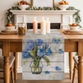 thumbnail image 2 of Table Runner 70 Inches Long for Kitchen Dining, Blue Tulip Dresser Scarf Farmhouse, Dining Table Decorations for Wedding/Parties, Vintage Spring Floral Retro Art Butterfly Wooden 13 x 70 In, 2 of 8