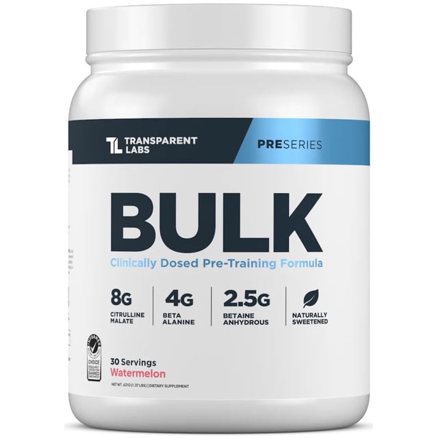 Preentrenamiento Transparent Labs Bulk 30 porciones sabor sandía