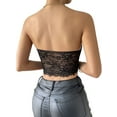 thumbnail image 4 of Coduop Women's Strapless Vest Tube Tops Casual See Through Lace Bandeau Corset Crop Top, 4 of 5