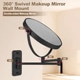 thumbnail image 2 of 8” Wall Mounted Makeup Mirror with10X Magnification, Double Sided Shaving Mirror Wall Mount for Bathroom, 360° Swivel Extendable Vanity Mirror with Adjustable Arm for Daily Use, Matte Black（No Light）, 2 of 5