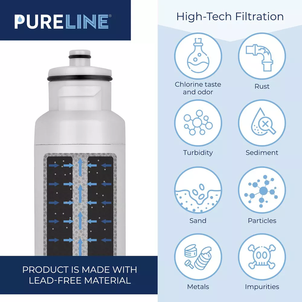 PURELINE DW2042FR-09 Refrigerator Water Filter. Compatible with Daewoo Aqua Crystal DW2042FR-09, DW2042FR, Kenmore 46-9130 (3-Pack)