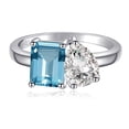 thumbnail image 2 of VAKKI Toi Et Moi Ring 925 Sterling Silver Women Aquamarine Engagement Ring White Gold Plated 1.5ct 6x8mm Double Stone Ring, 2 of 5