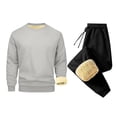 thumbnail image 2 of BiZtdJrK Mens Sweatsuits Sherpa Lined 2 Piece Sweatshirts Set Solid Color Fleece Pullover Tops and Elastic Bottom Jogger Pants Thermal Athletic Tracksuits Gray M, 2 of 3
